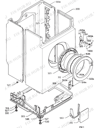 Взрыв-схема стиральной машины Electrolux WH3415 - Схема узла Cabinet + armatures